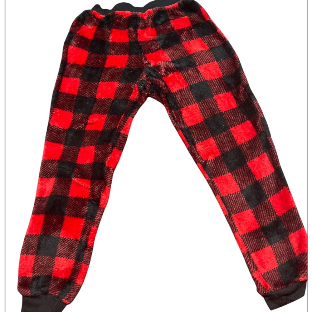 Kids Red and Black Plaid Pajama Pants- Size 6/7